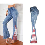 Women's Striped Jeans With Close Fit - Weriion