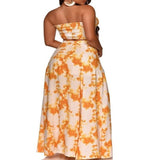 Women's Two Piece Clothing Set Crop Top & Slit Maxi Skirt - Weriion
