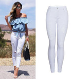 Women's White Slim Fit & High Waist Jeans - Weriion