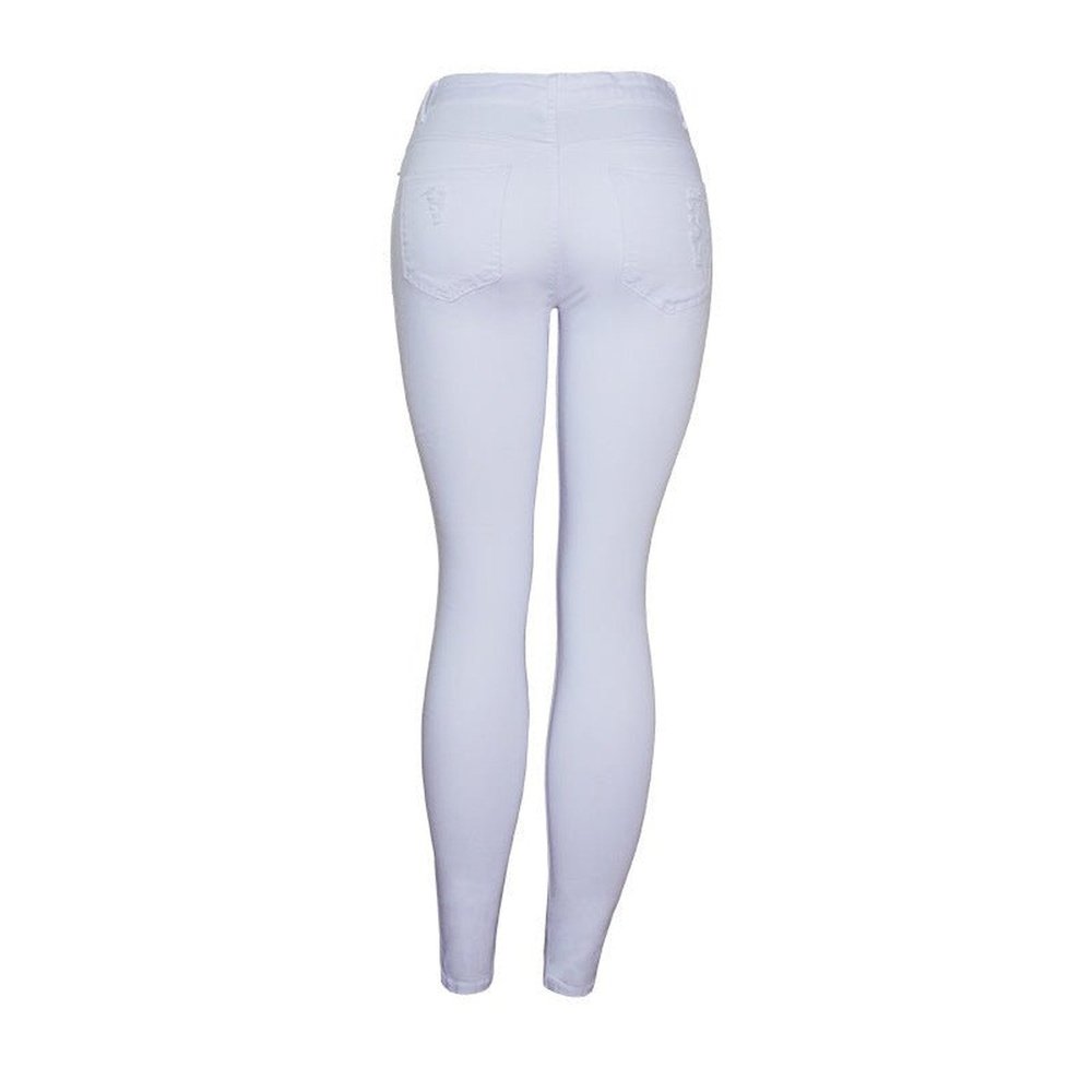 Women's White Slim Fit & High Waist Jeans - Weriion