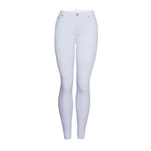 Women's White Slim Fit & High Waist Jeans - Weriion