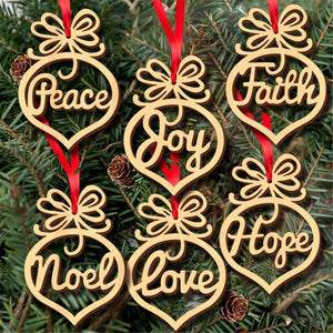 Wooden 6pcs Merry Christmas Tree Decorations - Weriion