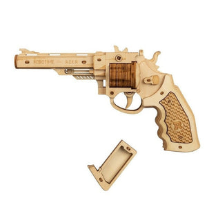 Wooden Revolver Gun Toy For Kids - Weriion
